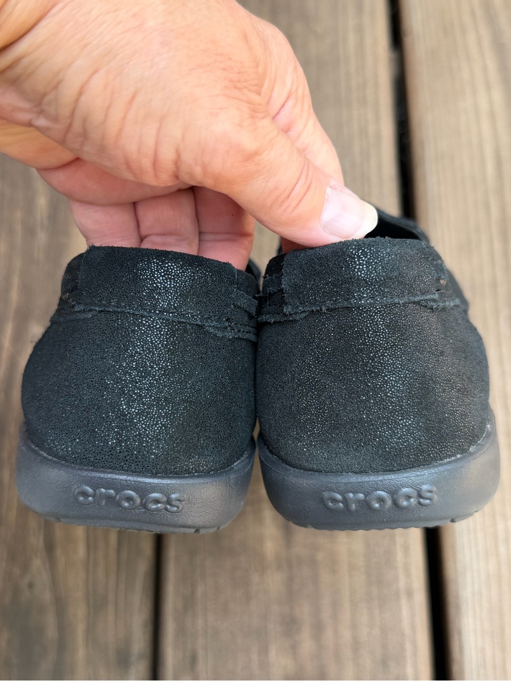 Crocs Black Walu Shimmer Leather Loafer Size 9 Women's NWOT - Picture 6 of 10